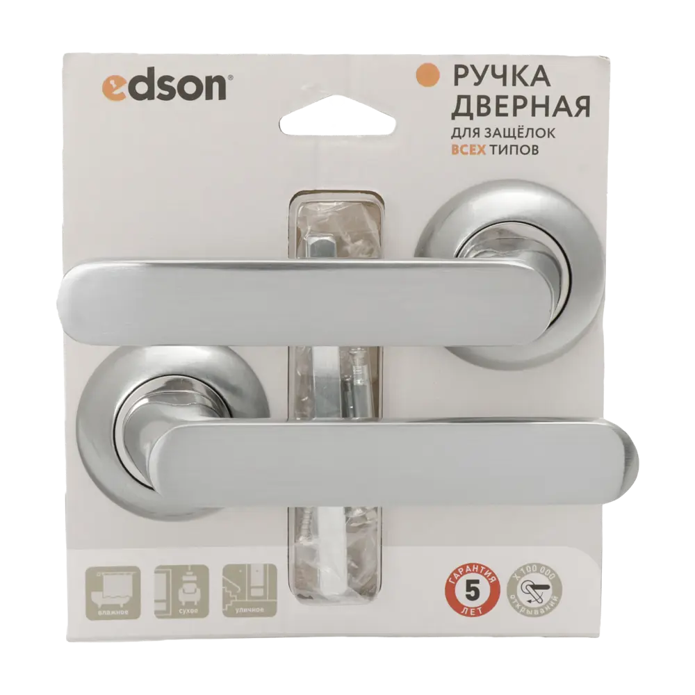 Дверная ручка на розетке Edson EDS-05-Z01 без запирания цвет хром STLM-2186711 - Вид №2
