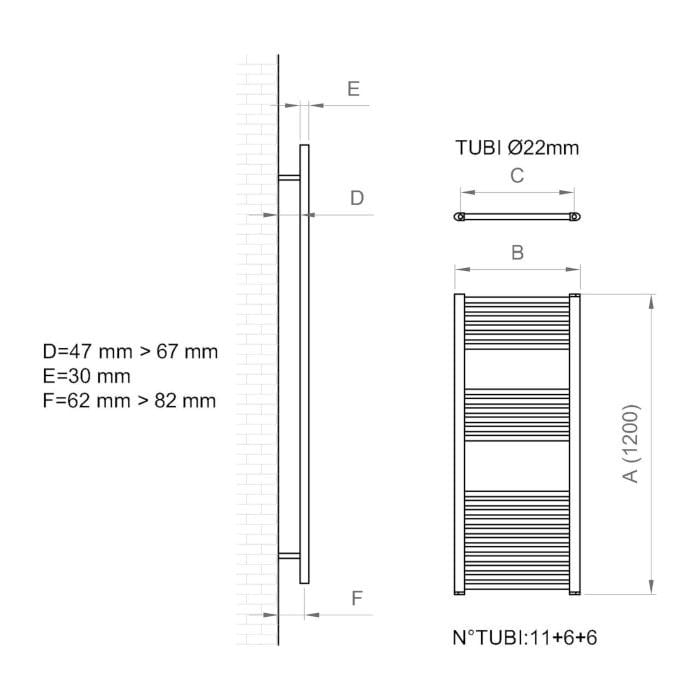 Настенный стальной полотенцесушитель с горячей водой Ercos Опера ARCH-00133307 - Вид №5