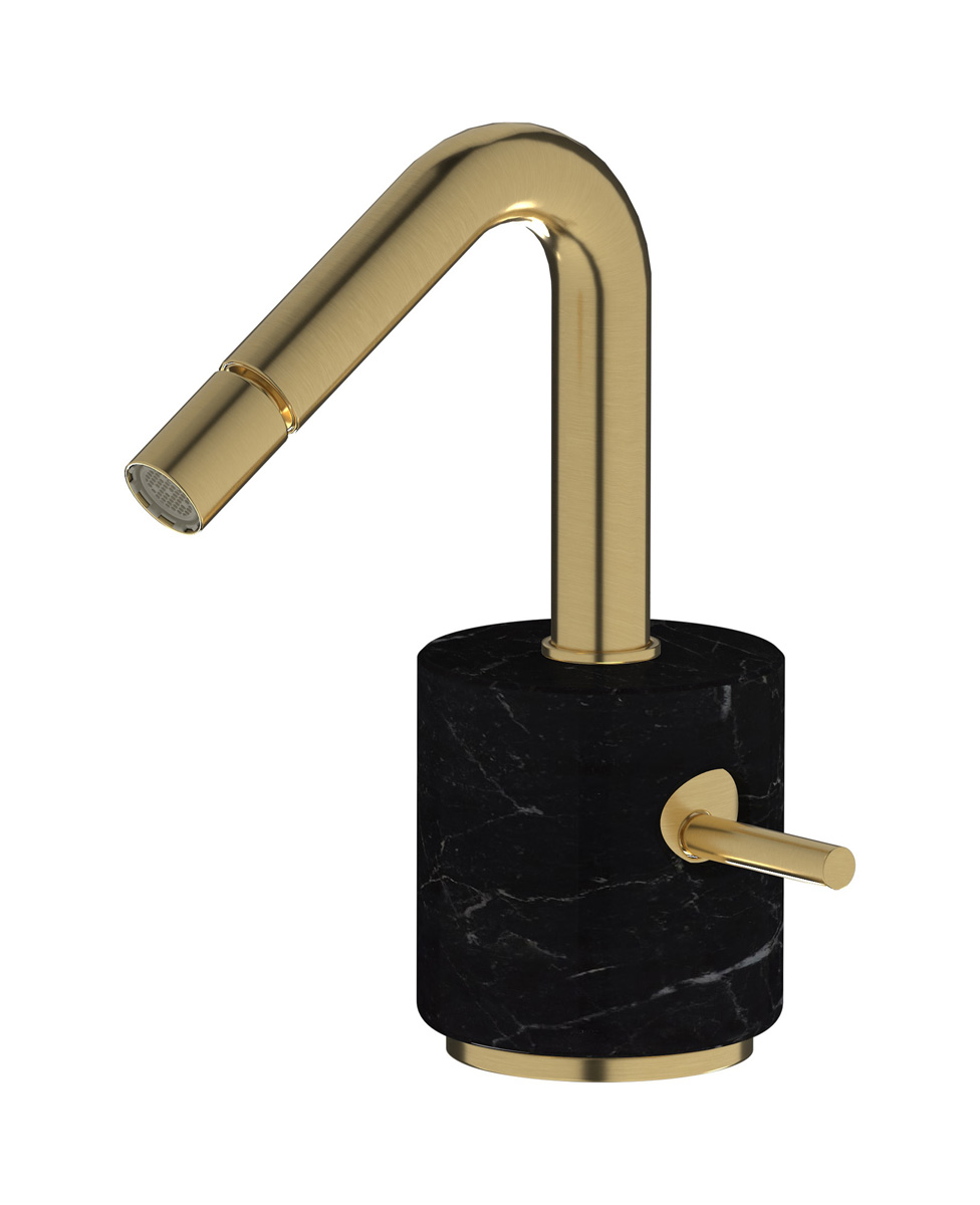 Смеситель для биде на 1 отверстие в комплекте с донным клапаном. WE ARE IB mr220os_2 Brushed Gold Marmo