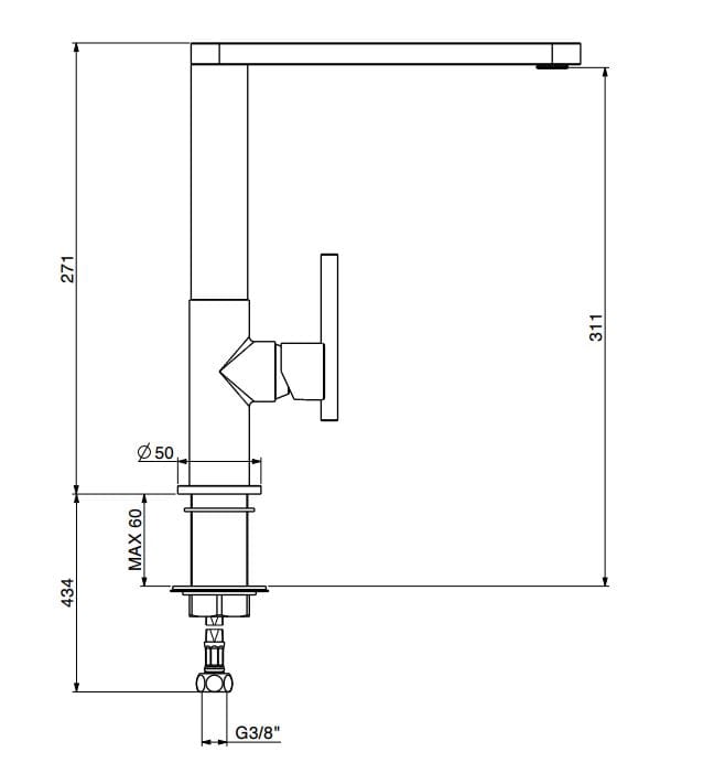 Однорычажный кухонный смеситель с поворотным изливом GATTONI линия 34 ARCH-00009953 - Вид №2