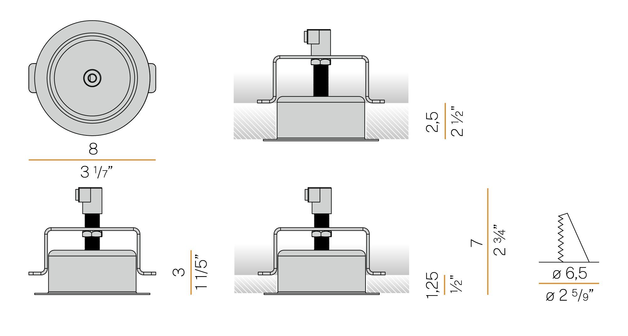 Аксессуары для подвесных светильников Panzeri ROSONE AD INCASSO PER SOSPENSIONE SINGOLA ARCH-00152261 - Вид №2