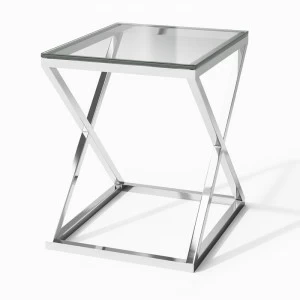Приставной столик со стеклом 62 см Ayser ZMEBEL  335528 Прозрачный;хром