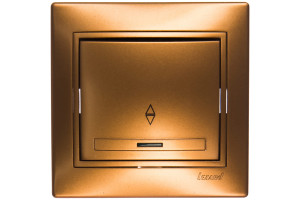 16193219 Выключатель , , проходной, с подсветкой, золотой металлик, со вставкой, 701-1313-114 Lezard MIRA