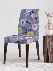 98291202 Декоративный чехол на стул "Круглогодичные цветы" со спинкой велюровый STLM-0617691 JOYARTY