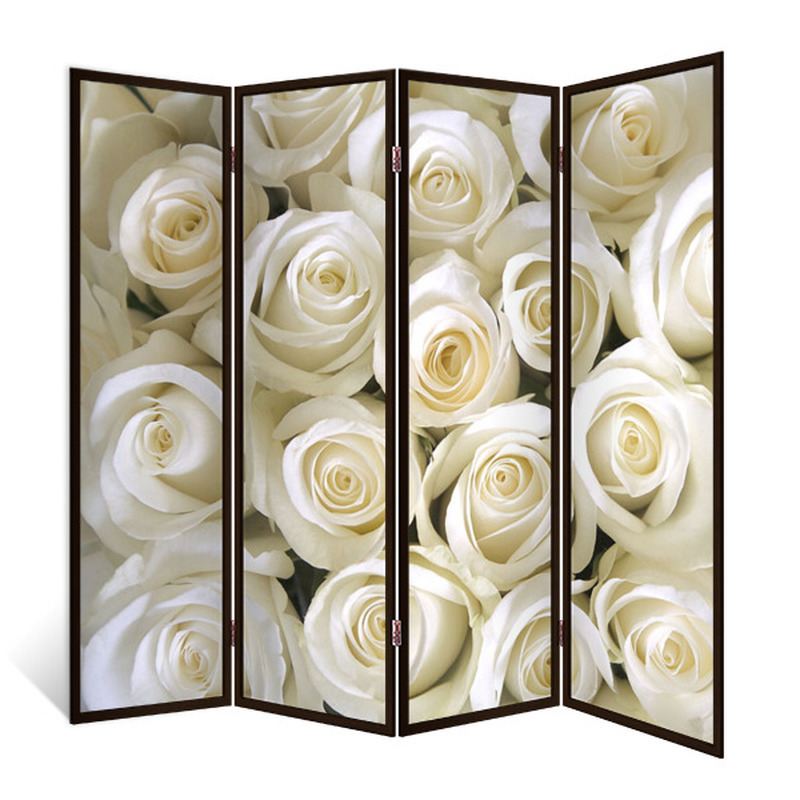 90459540 Ширма перегородка для комнаты деревянная "Юрские розы" двухсторонняя с картинкой (цветы) 4 створки венге 176х185 см 14 кг STLM-0233400 ДЕКОР ДЕПО