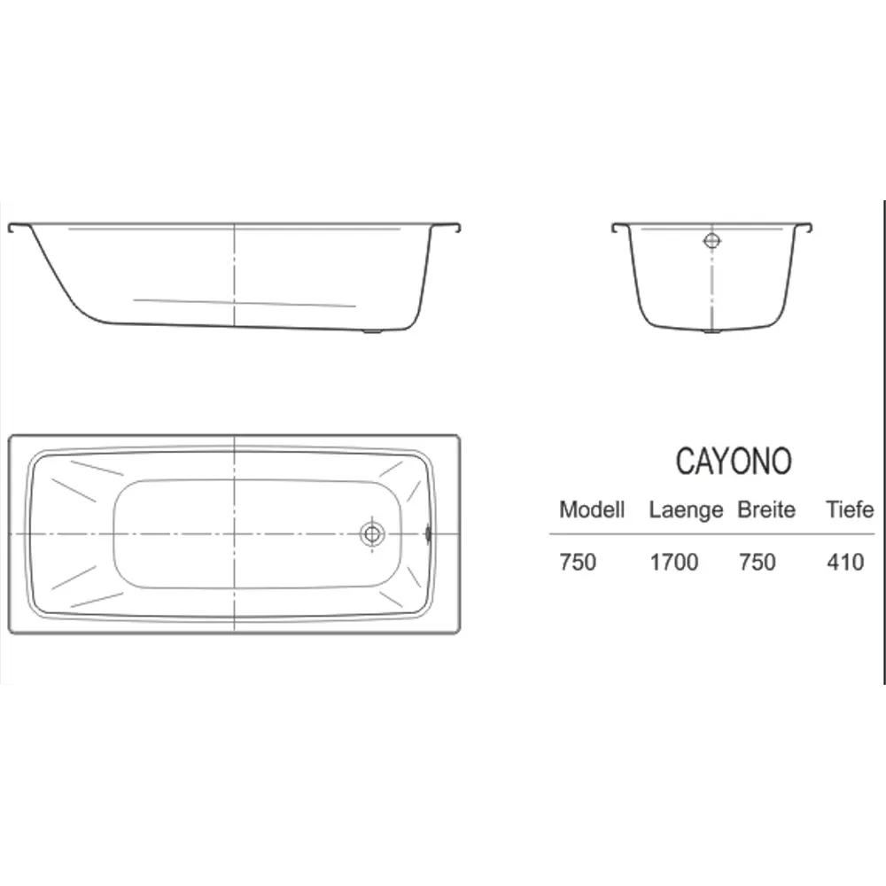 Ванна Kaldewei Cayono 747 сталь 150x70 см STLM-2100888 - Вид №2