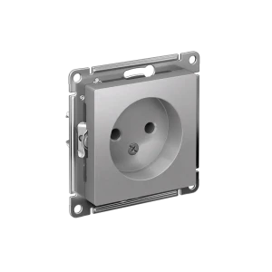 Розетка встраиваемая Systeme Electric AtlasDesign без заземления цвет алюминий