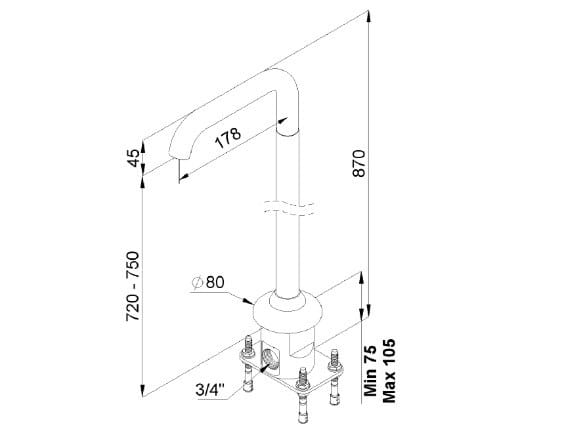 Хромированная латунная напольная дозирующая насадка для ванны rvb TIMES ARCH-00008257 - Вид №1
