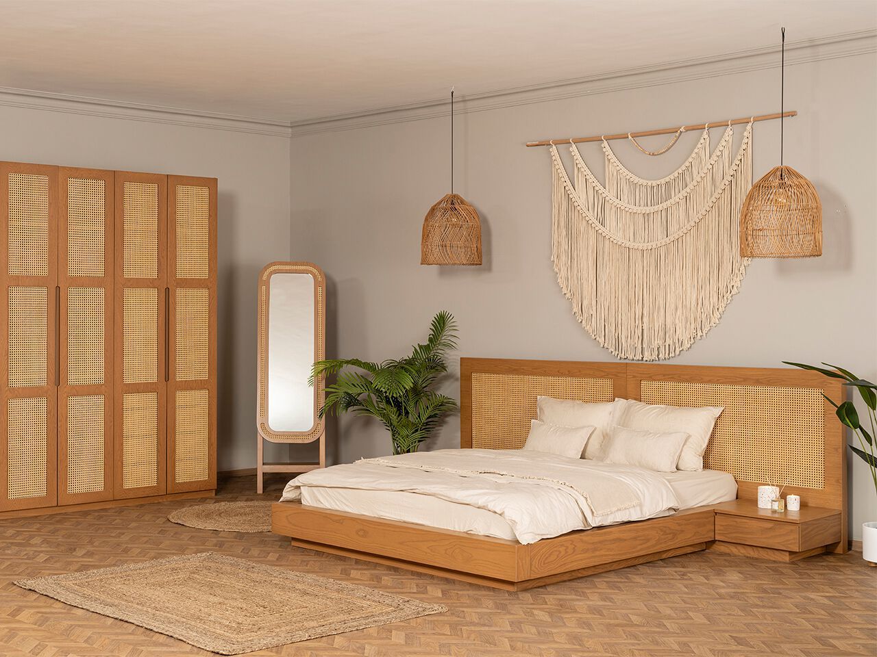 Плетеный и деревянный шкаф с комодом NDESIGN глина ARCH-00005580 - Вид №1