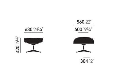 Тканевое вращающееся кресло с подставкой для ног VITRA Eames Lounge Chair ARCH-00147919 - Вид №1