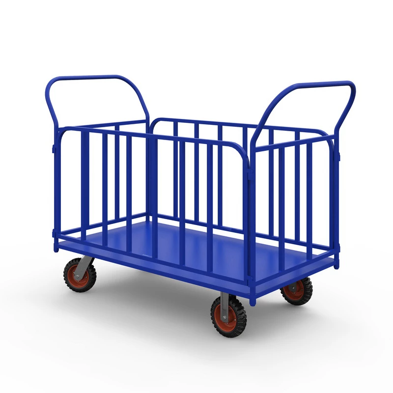 Тележка платформенная с трубчатыми бортами ТБ 2 (г/п 600 кг, 900x600 мм, колеса литая протекторная резина 160 мм) Верстакофф 65-0325