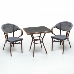 Мебель для дачи, стол 70x70 см и стулья коричневые на 2 персоны Hoki AFINA  240944 Коричневый