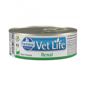 ПР0058325*12 Корм для кошек Vet Life Renal при почечной недостаточности паштет банка 85г (упаковка - 12 шт) Farmina
