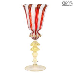 3353 ORIGINALMURANOGLASS Красный венецианский бокал с филигранью - муранское стекло OMG 10 см