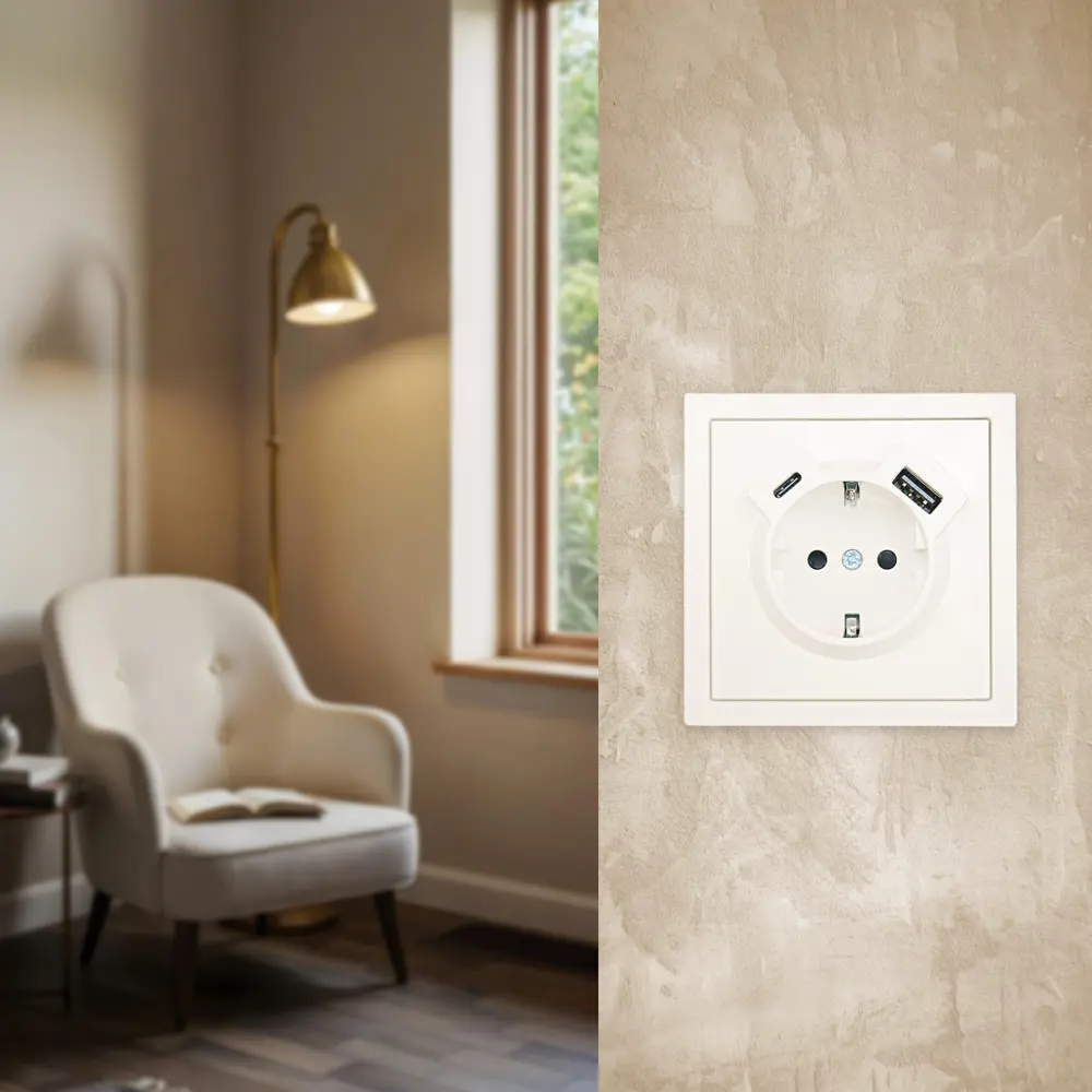 Розетка USB встраиваемая Lezard Zima с заземлением цвет слоновая кость STLM-2015469 - Вид №4