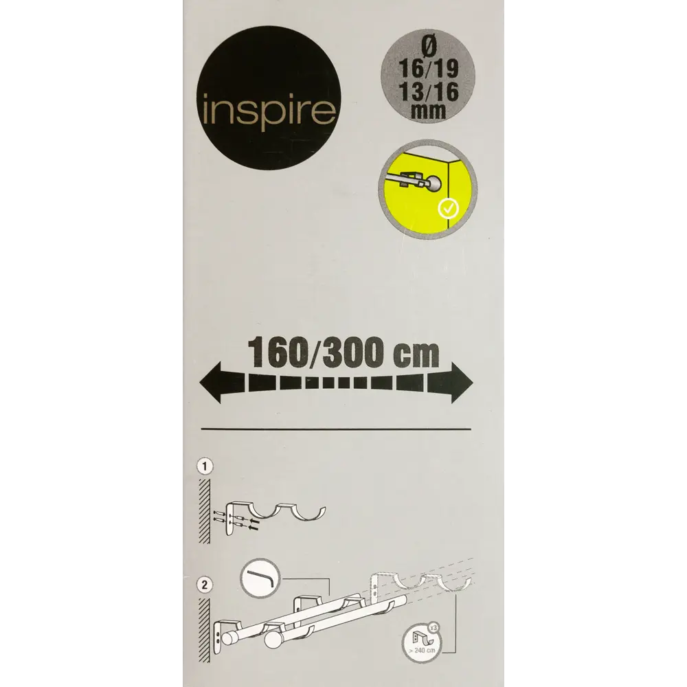 Карниз двухрядный раздвижной Inspire Шар 160-300 см цвет матовая сталь STLM-2088088 - Вид №3