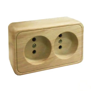 Розетка LK STANDARD, без заземления со шторками, сосна