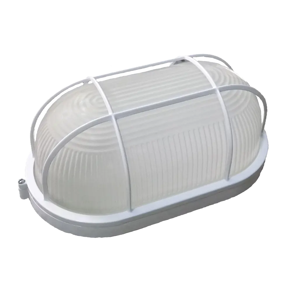 Светильник ЖКХ с решеткой Round WP 60 31 01 100 Вт IP54, накладной, овал, цвет белый 82739920 STLM-2104395 Santreyd 