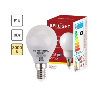 Лампа светодиодная Bellight E14 220-240 В 8 Вт шар малый матовая 750 лм теплый белый свет