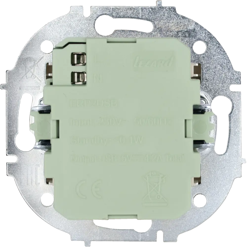 Розетка двойная USB встраиваемая Osen цвет белый LEZARD STLM-2212109 - Вид №3