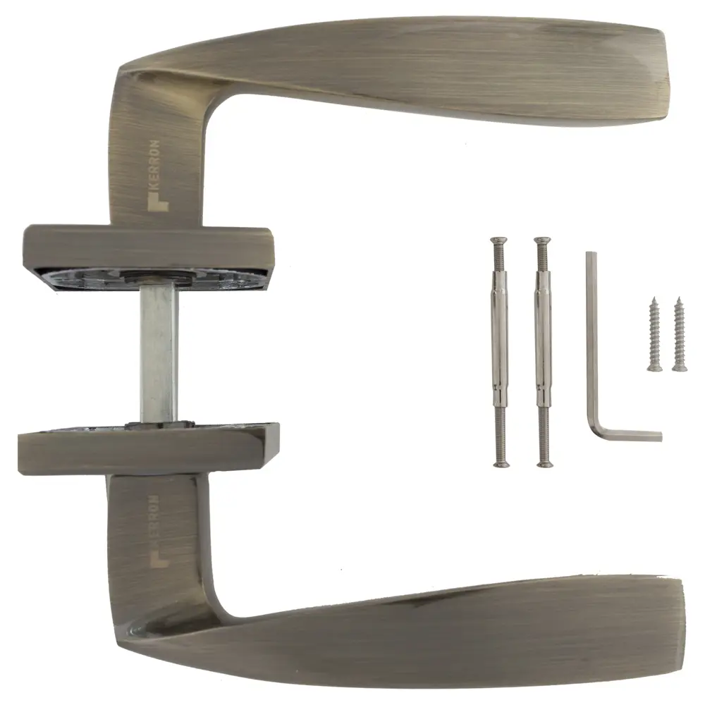 Ручки дверные на розетке Kerron DR7160, цвет бронза/хром STLM-2012625 - Вид №2