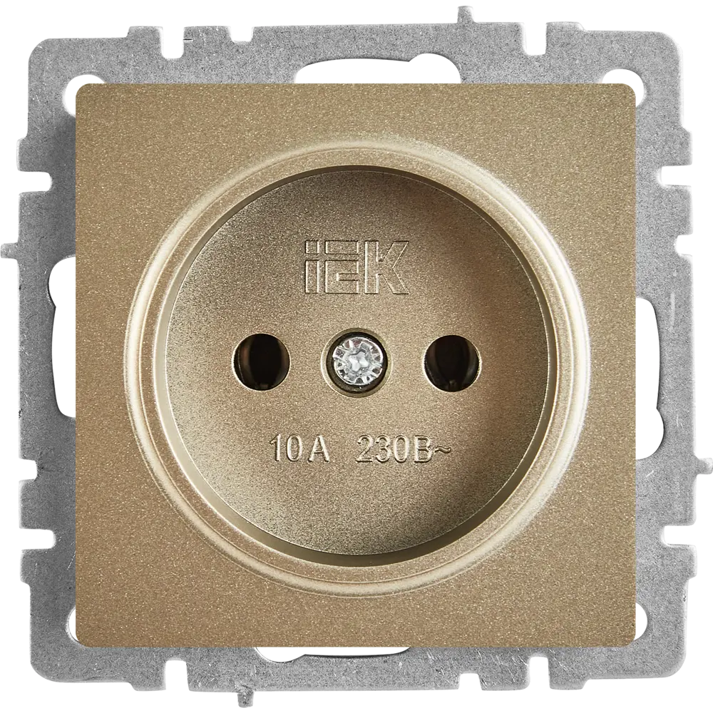 Розетка встраиваемая IEK Brite РС10-1-0-БрШ без заземления цвет шампань STLM-2029272