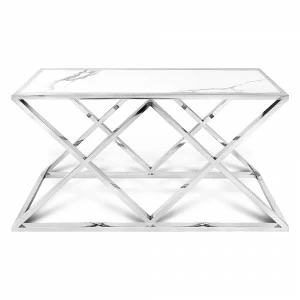 Консоль белая металлическая прямоугольная Marcelo ZMEBEL  335561 Белый;зеркальный;хром