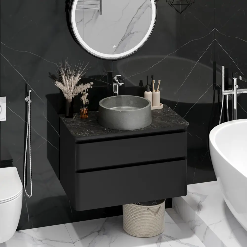 Раковина Round накладная 36x36 см цвет графит матовый Santreyd STLM-2123120 - Вид №5