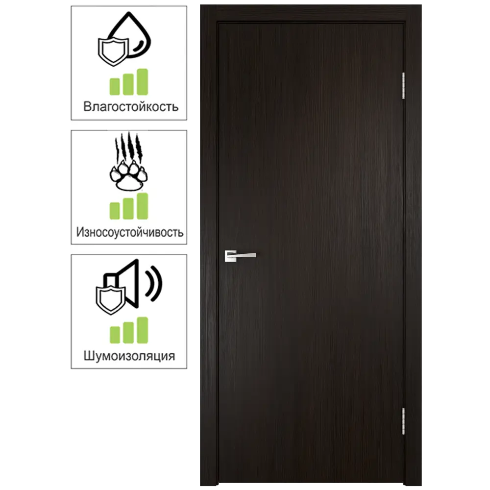 Дверной блок глухой ПВХ Smart М7 правый 642x2038 см цвет венге (с фурнитурой) VELLDORIS STLM-2105873