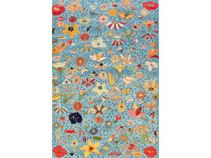 Прямоугольный шерстяной цветочный ковер