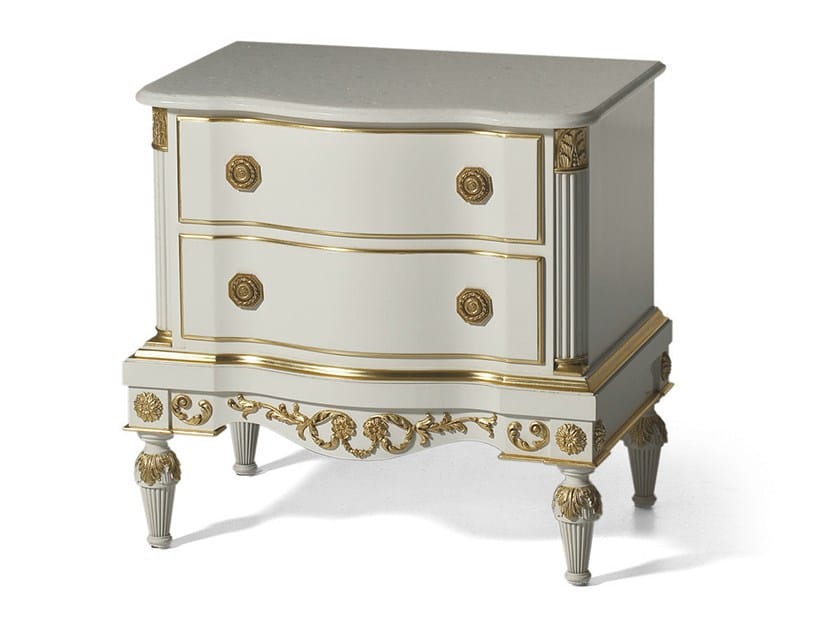 Лакированная тумбочка с мраморной столешницей OAK Галерея ARCH-00061207