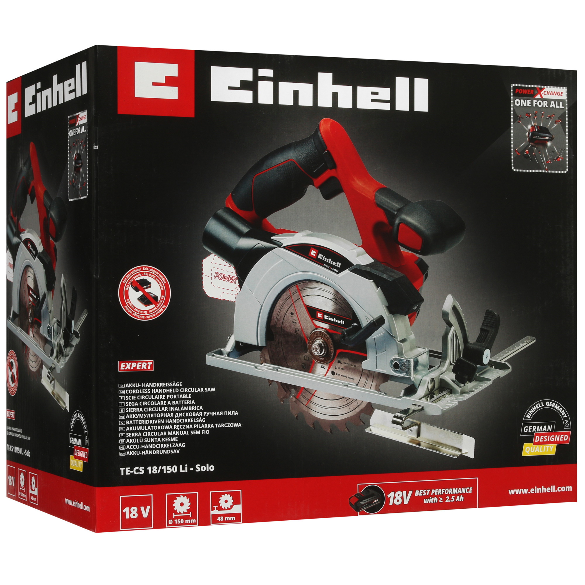 Пила дисковая Einhell PXC TE-CS 18/150 Li-Solo Power X Change 18V 5347852 STDN-0121489 - Вид №8