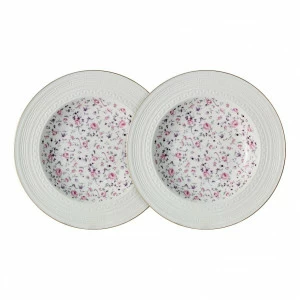 Тарелки фарфоровые суповые 2 шт бело-розовые "Стиль" COLOMBO СТИЛЬ 00-3946486 Белый;розовый