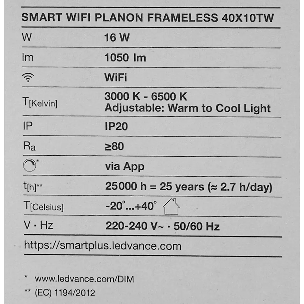 Безрамный накладной светильник WiFi 16 Вт IP20, 40X10 мм, 1050 Лм LEDVANCE STLM-2089707 - Вид №11