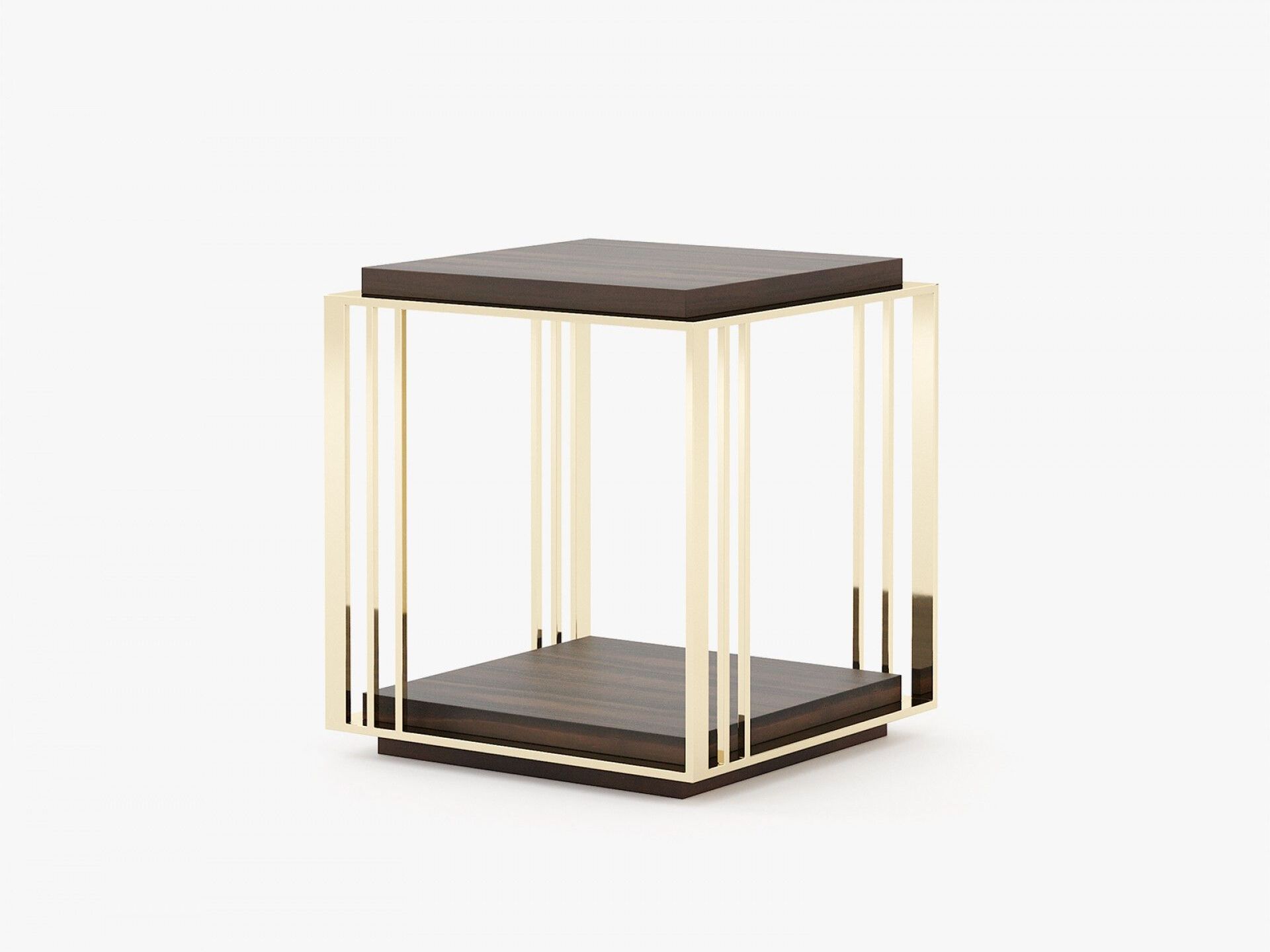 Квадратный журнальный столик из нержавеющей стали и дерева Laskasas ARCH-00053340