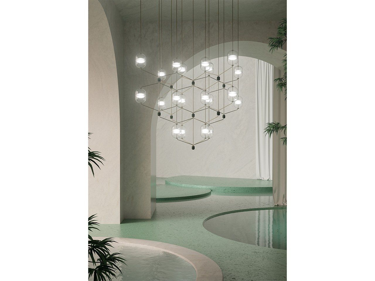 Светодиодный подвесной светильник из камня и стекла Rakumba Indre ARCH-00078865 - Вид №1