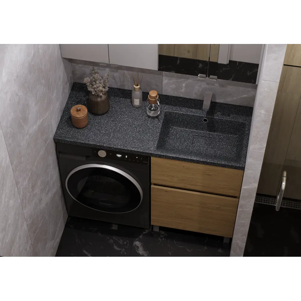 Тумба под стиральную машину напольная Aquaton Лайн 57.9 см цвет дуб каменный STLM-2092610 - Вид №10