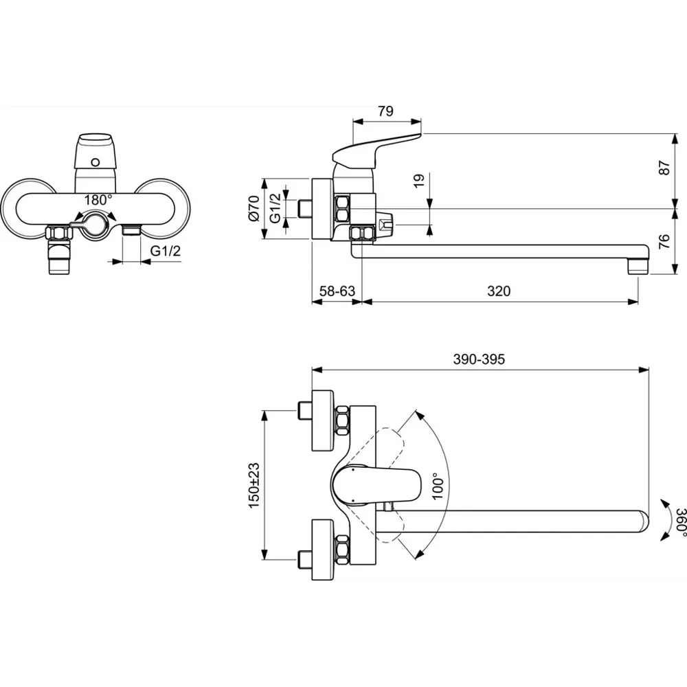 Смеситель для ванны универсальный Ideal Standard Ceraflex однорычажный цвет хром STLM-2118780 - Вид №4