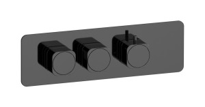 Комплект мягкой термостатической двусторонней горизонтальной пластины и ручек с прямоугольной пластиной WE ARE IB eua226cfneo_1 Black Chrome Aqua