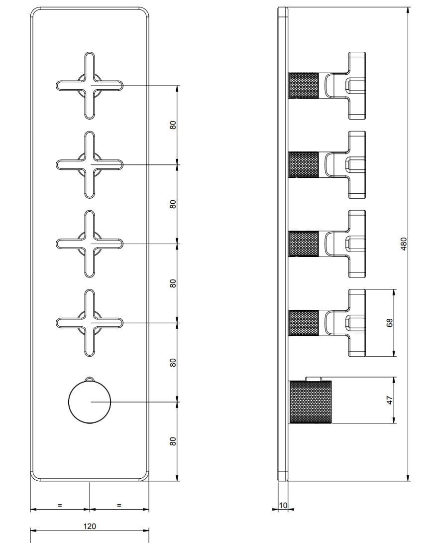 Металлический термостатический смеситель для душа с 5 отверстиями с пластиной Gessi гравированный ARCH-00040680 - Вид №3