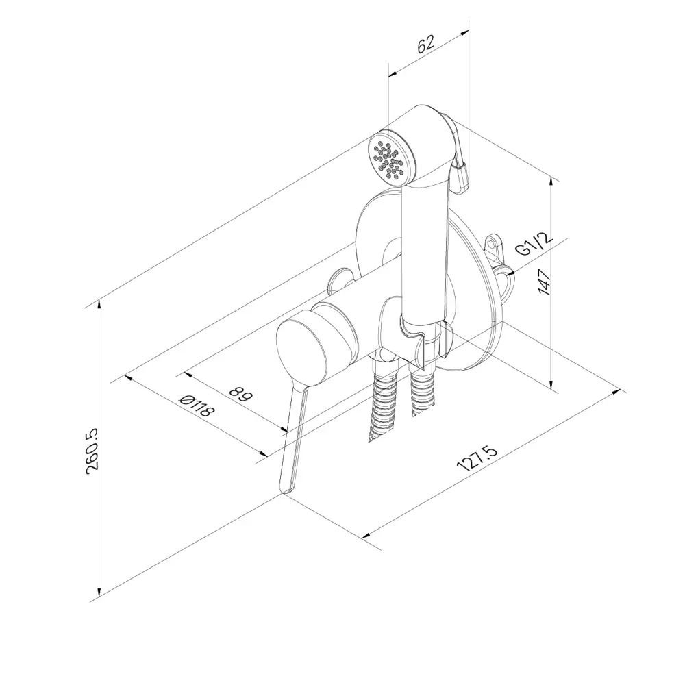 Гигиенический душ Iddis Odda ODDSBR0i08, набор со смесителем, цвет хром STLM-2141434 - Вид №2