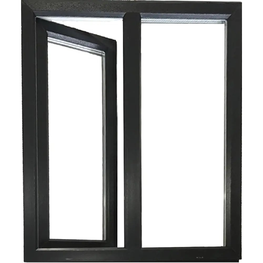 Пластиковое окно ПВХ Deceuninck двустворчатое 1200x1000 мм (ВхШ) двухкамерный стеклопакет белый/антрацит STLM-2187677 - Вид №2