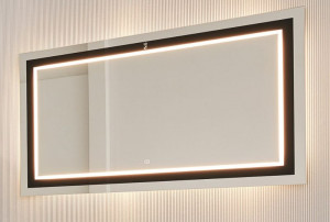 FSB 451203(899/312) Puris Urban Loft, зеркало с LED подсветкой и диммером 1200 мм, цвет черное стекло