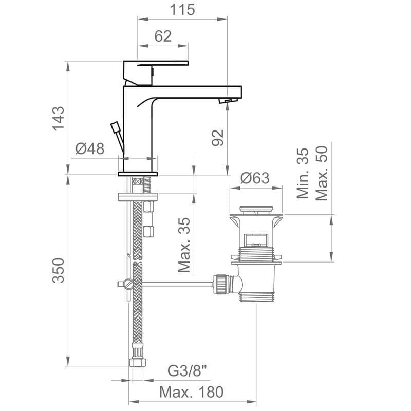 Смеситель для раковины с раковиной Ercos Versilia Nero ARCH-00023588 - Вид №2