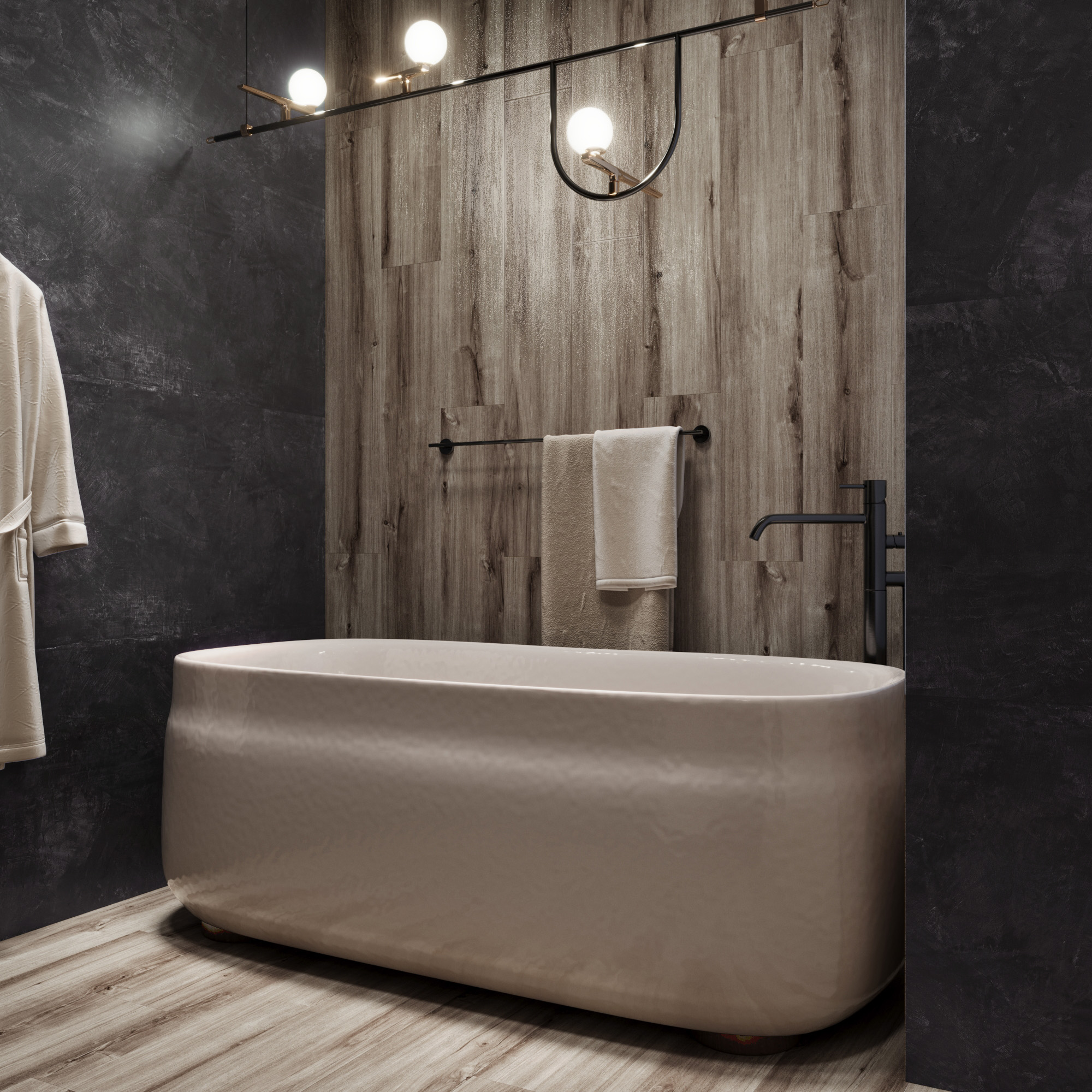 Керамогранит AKASA WOOD ASH 20х120 Creanza CW-RT01-B 