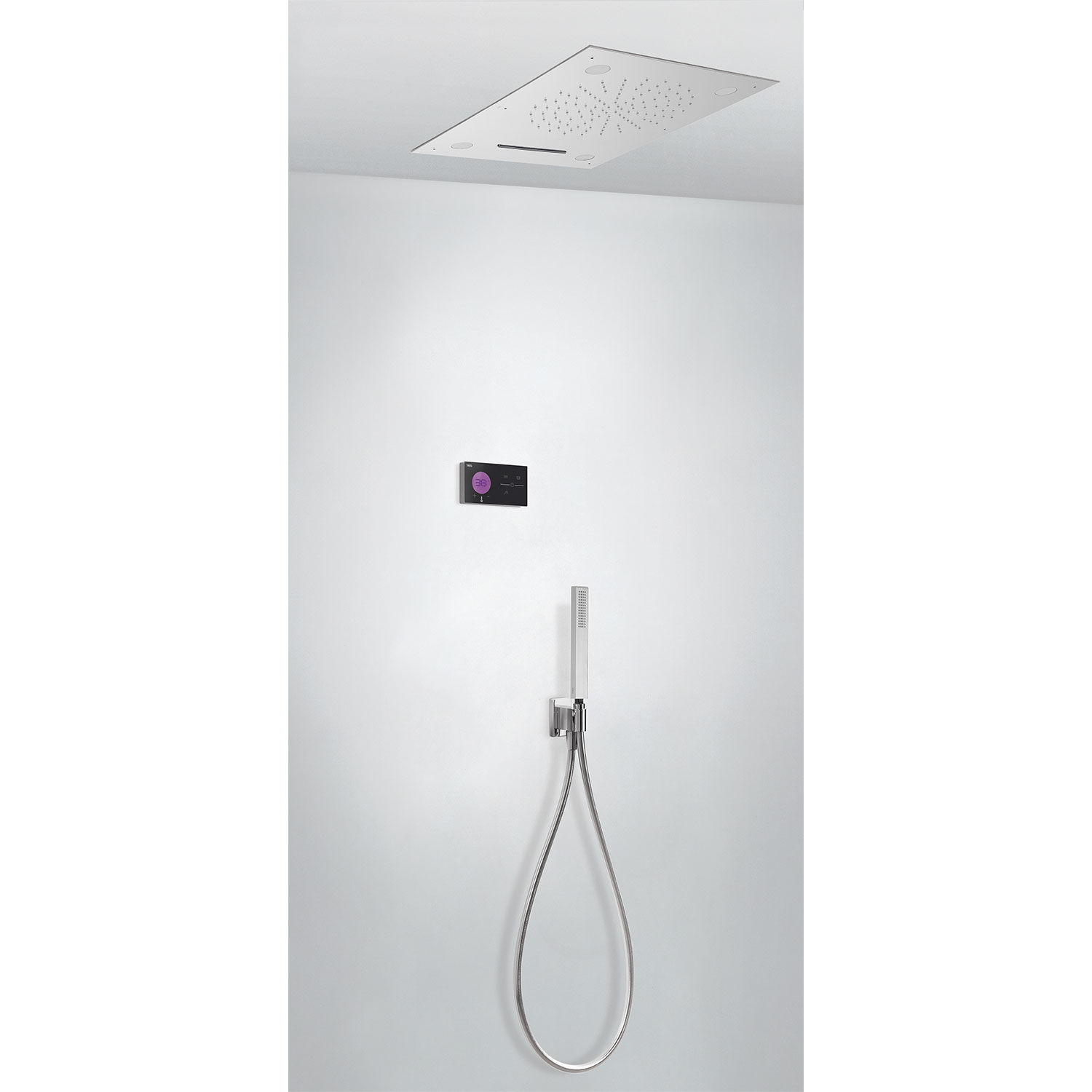 SHOWER TECHNOLOGY Kit de grifo termostático electrónico empotrado de 3 vías Shower Technology Blue Edition con Cromoterapia para-09288302 TRES Electronic