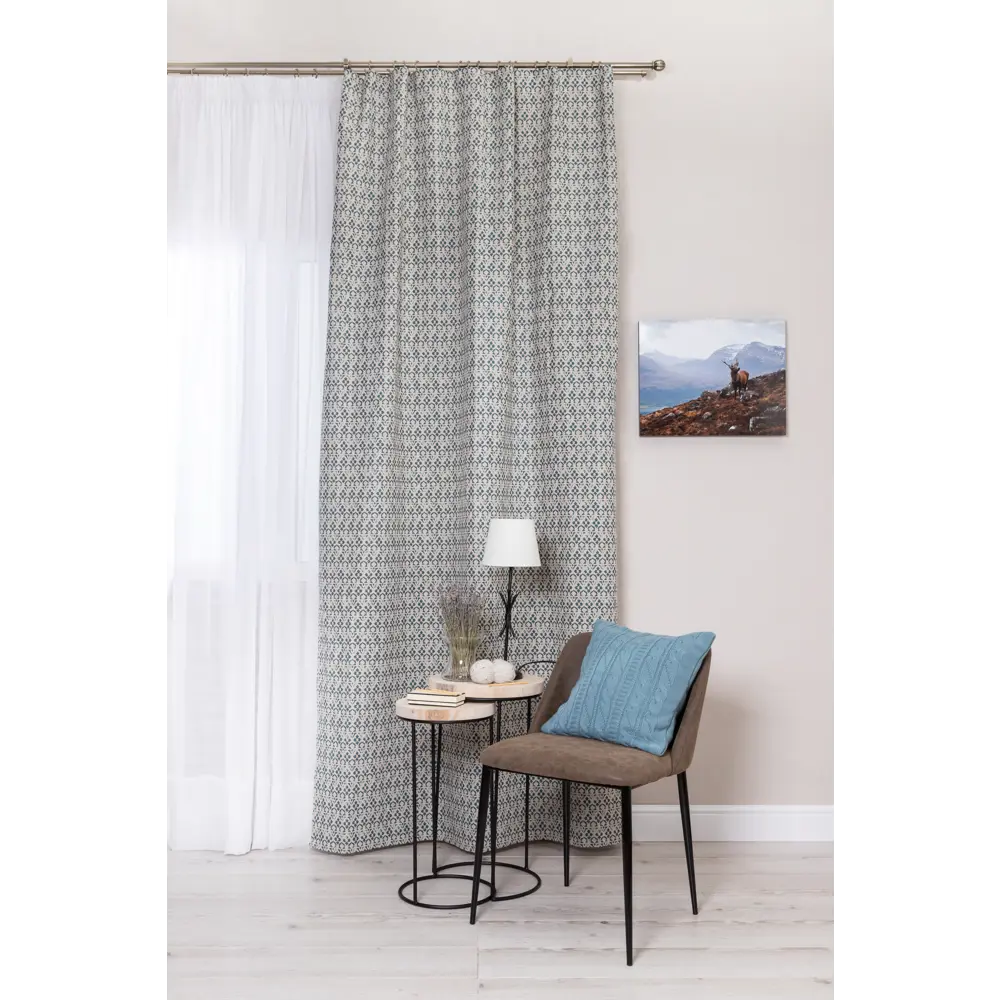 Штора на ленте 145х260 см лён цвет бирюзовый ВАСИЛИСА STLM-2145138 - Вид №5