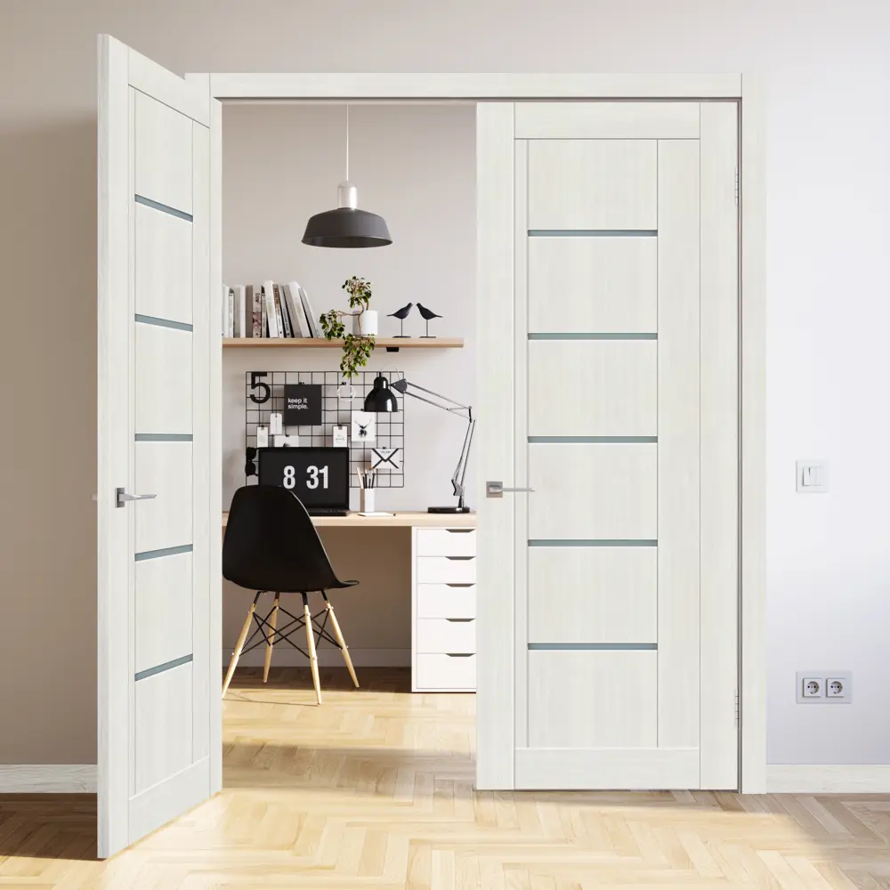 Комплект двери Некст 3 со стеклом 80x200 см ПВХ цвет дуб молочный без доборов VELLDORIS STLM-2192415 - Вид №2