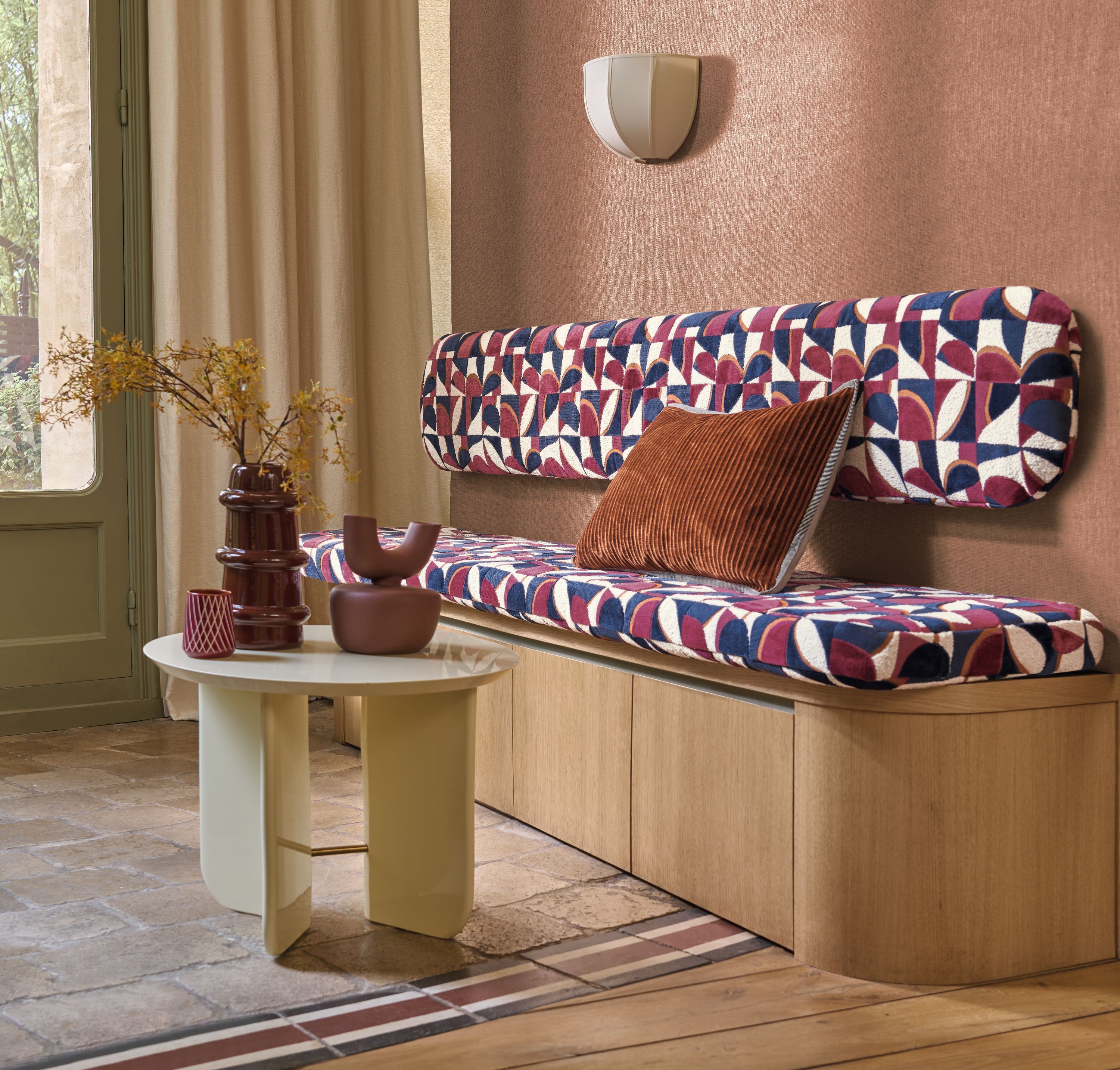 Бархатная ткань с графическим рисунком Casamance Manali ARCH-00117279 - Вид №2