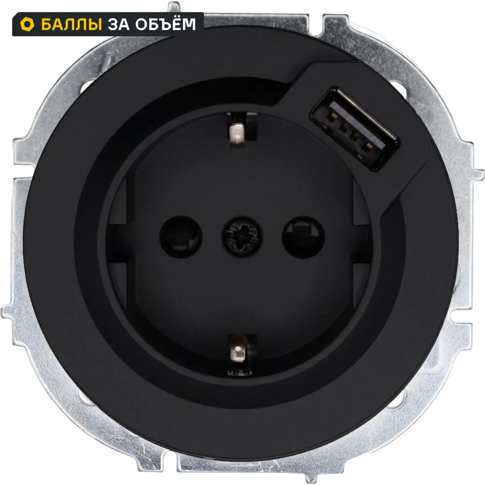 Розетка USB встраиваемая Osen с заземлением цвет черный LEZARD STLM-2093584